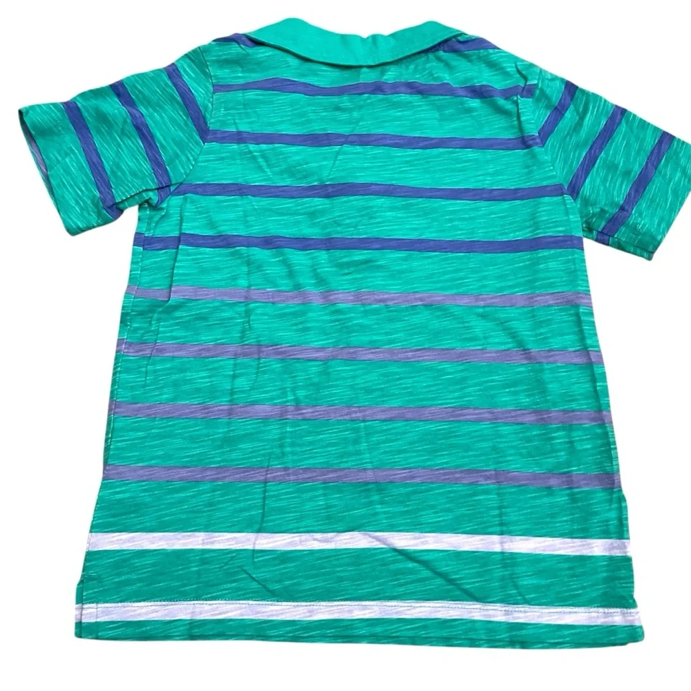 Striped Green and Blue Boys Polo Shirt Size 6